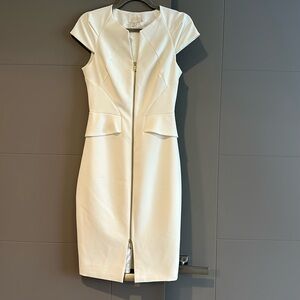 Ted Baker Off White Pencil Peplum Dress Size 1 or 00 US